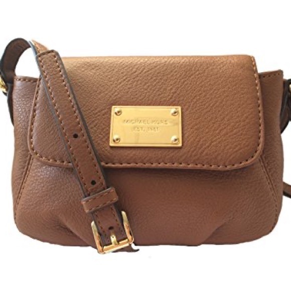 Michael Kors Luggage Brown Pebbled Leather Flap Jet Set Crossbody Mini Bag - Picture 16 of 16